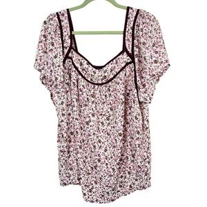 Torrid Crinkle Chiffon‎ Flutter Sleeve Ditsy Floral Top Size 2X NEW